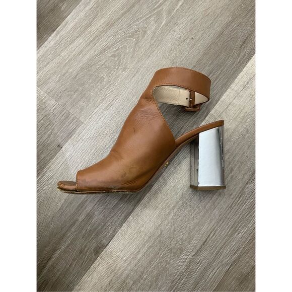 Prada Brown Peep Toe Ankle Strap Block Heel Booties, Sz 7.5 EU 38.5 MSRP $720 - Picture 5 of 12